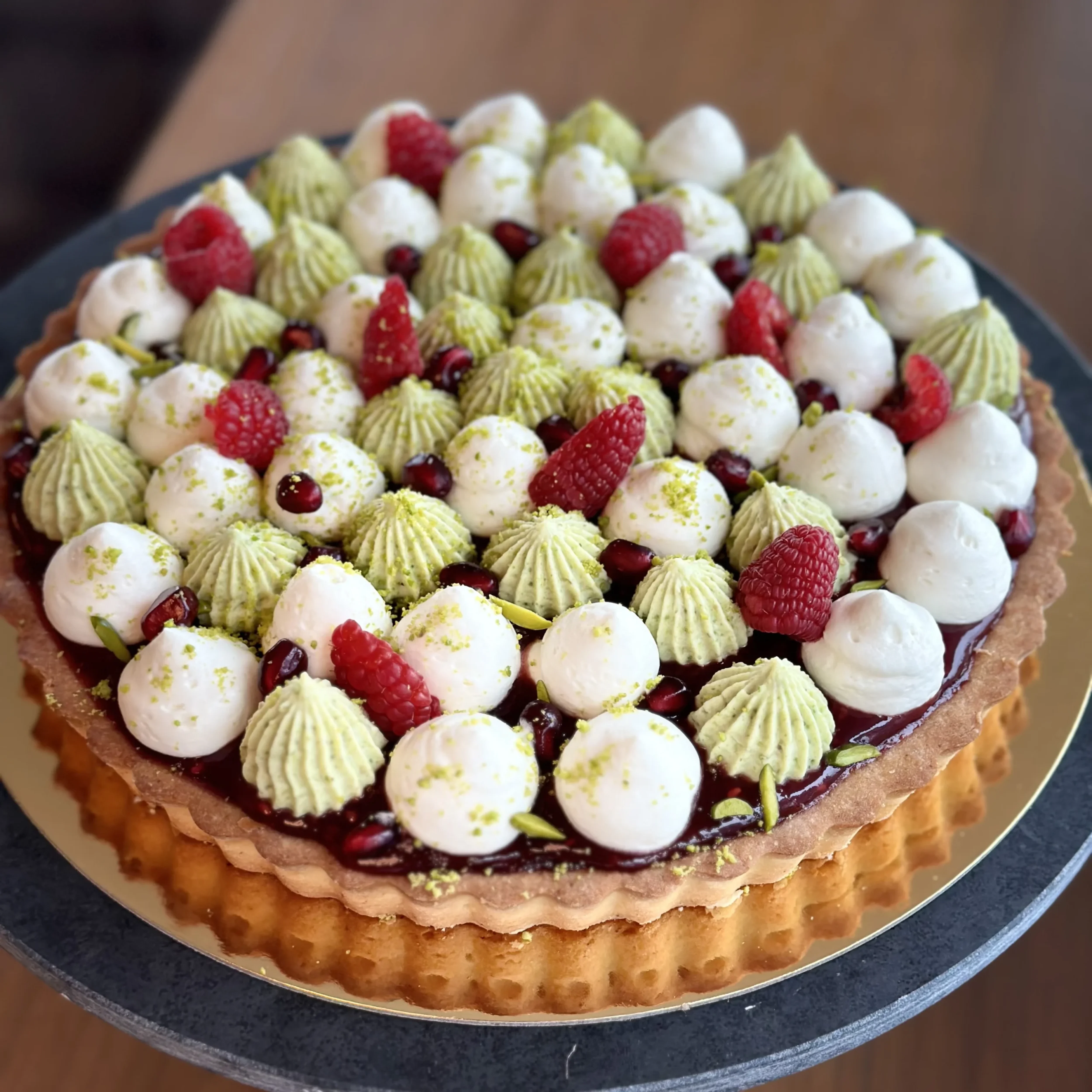 Raspberry and Pistachio Tart 1